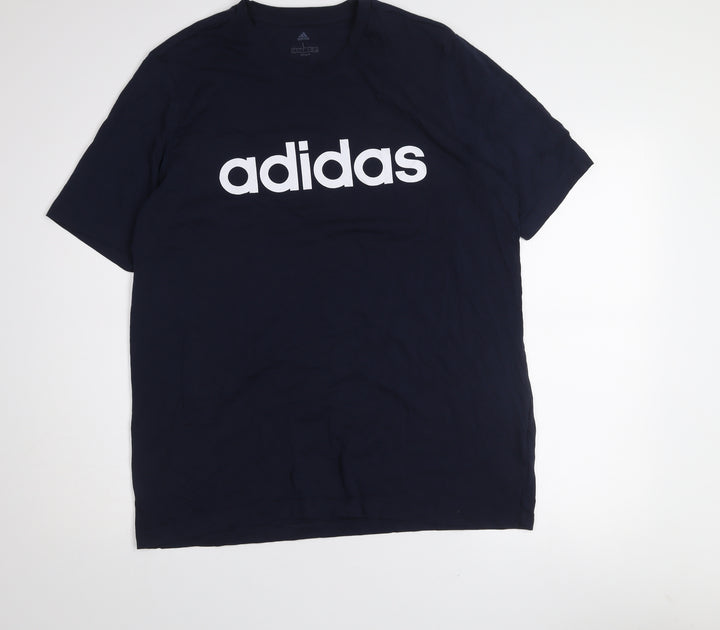adidas Men’s Blue L Basic Crew Neck Cotton T-Shirt