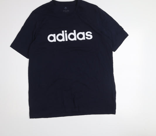 adidas Men’s Blue L Basic Crew Neck Cotton T-Shirt