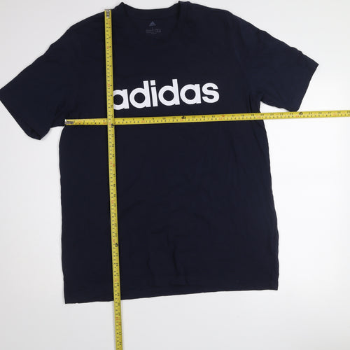 adidas Men’s Blue L Basic Crew Neck Cotton T-Shirt