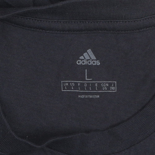 adidas Men’s Blue L Basic Crew Neck Cotton T-Shirt