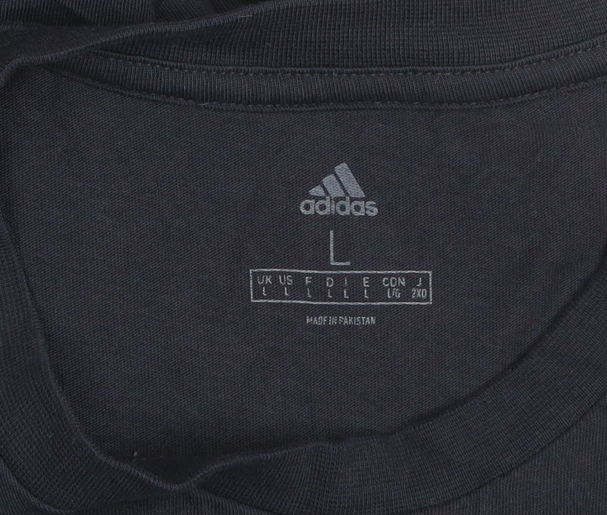 adidas Men’s Blue L Basic Crew Neck Cotton T-Shirt