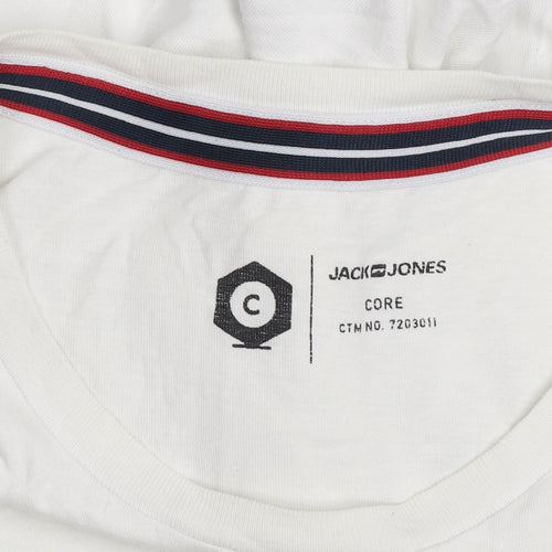 Jack & Jones Men's White Graphic Core T-Shirt L Crew Neck
