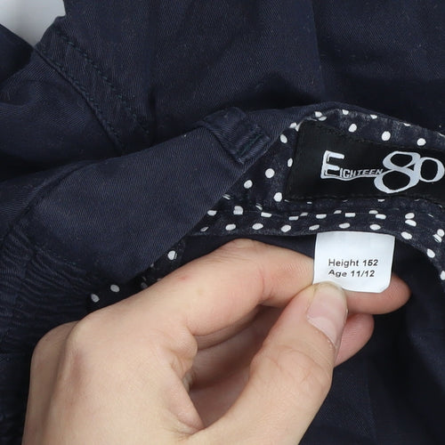 Eighteen 80 Girls Navy Blue Chino Trousers Age 11/12 Adjustable Waist