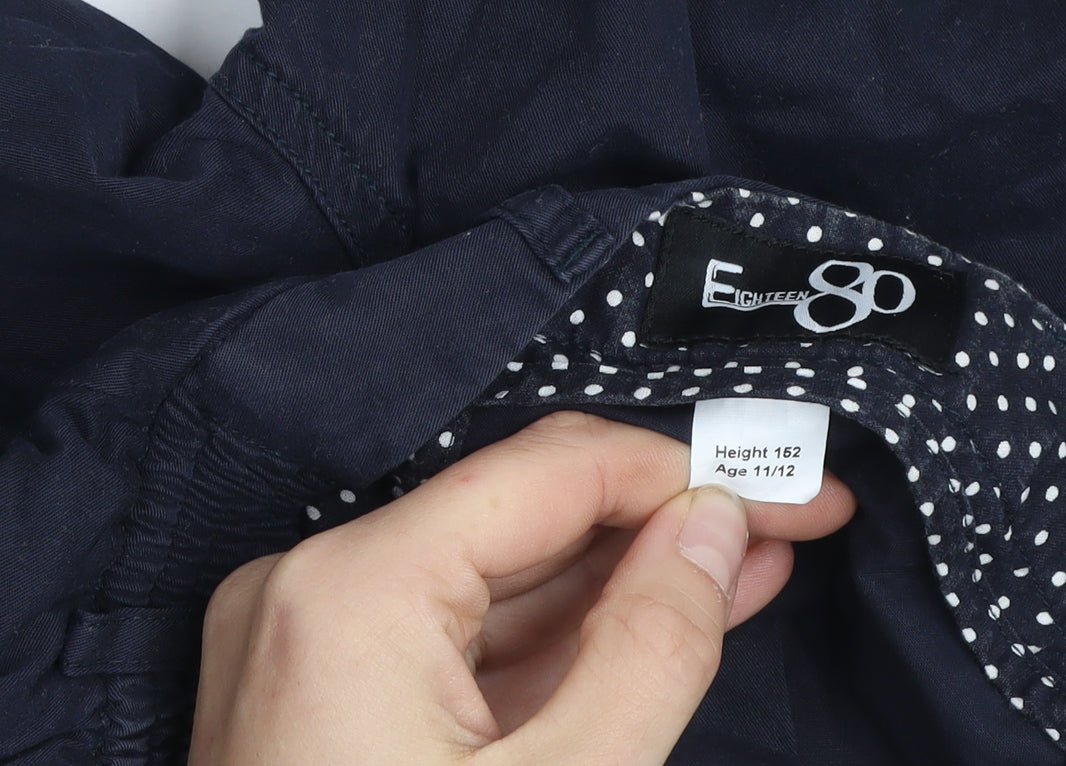 Eighteen 80 Girls Navy Blue Chino Trousers Age 11/12 Adjustable Waist