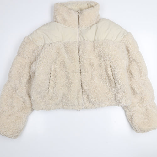 H&M Divided Women’s Beige Cropped Puffer Jacket Size S