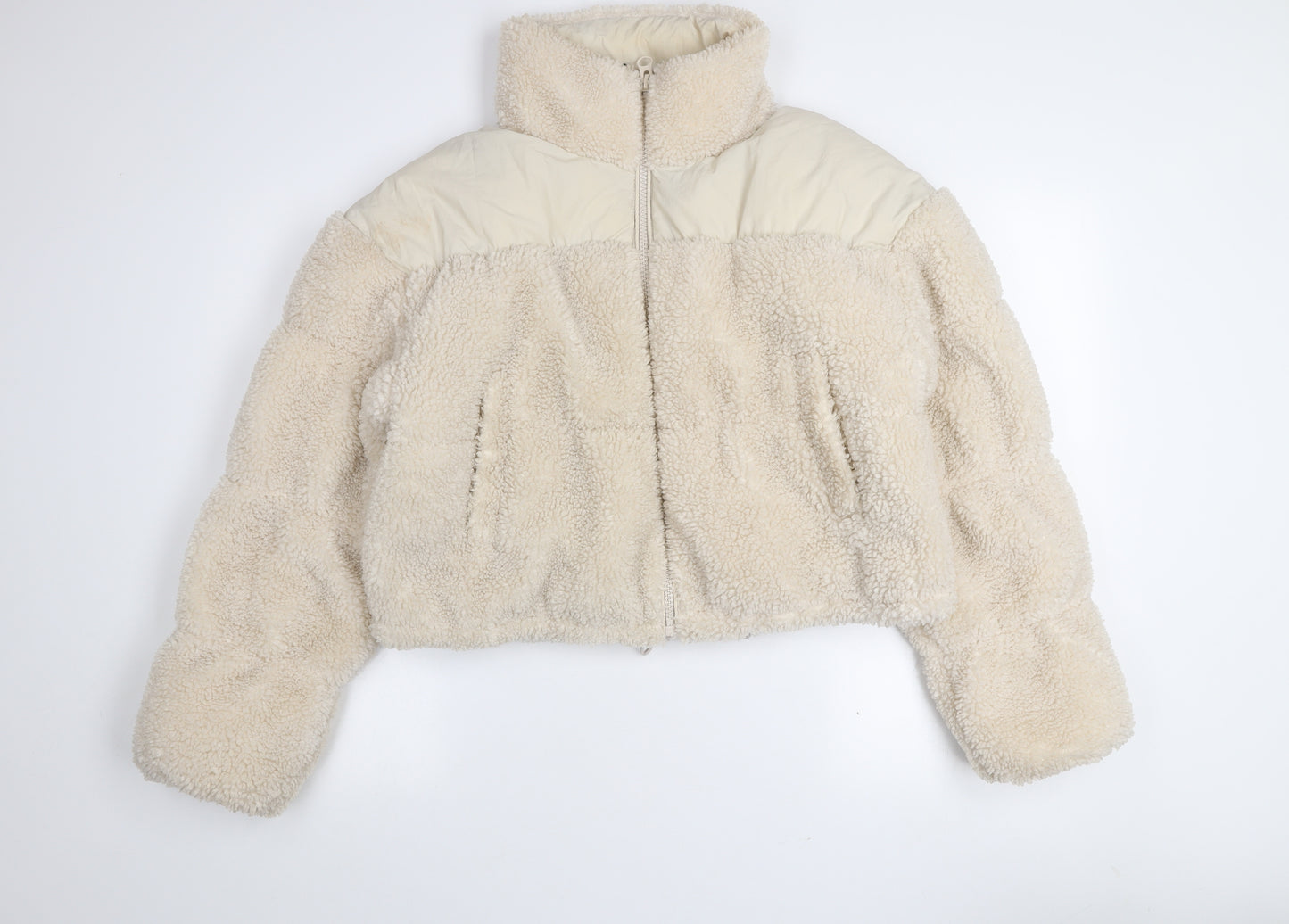 H&M Divided Women’s Beige Cropped Puffer Jacket Size S