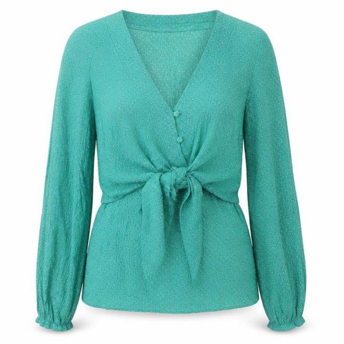 Apricot Women’s Green Viscose Wrap Blouse Size 14 Long Sleeve