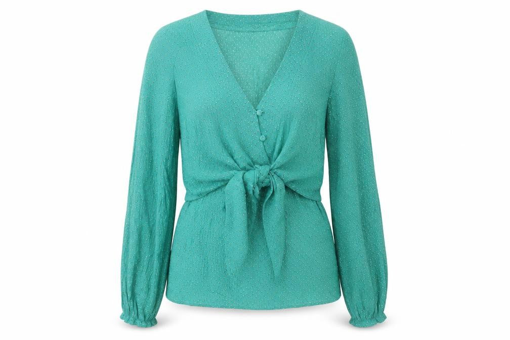 Apricot Women’s Green Viscose Wrap Blouse Size 14 Long Sleeve
