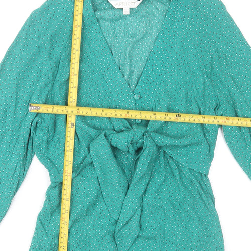 Apricot Women’s Green Viscose Wrap Blouse Size 14 Long Sleeve