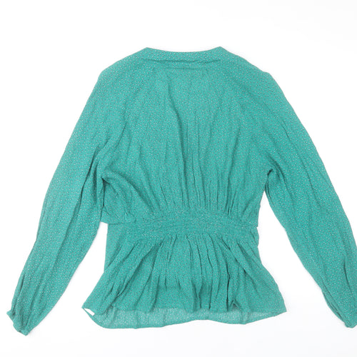 Apricot Women’s Green Viscose Wrap Blouse Size 14 Long Sleeve