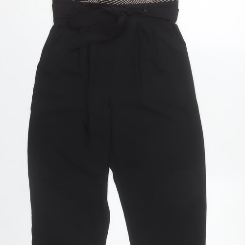 Dunnes Stores Women’s Black & Metallic Jumpsuit Size 10 V-Neck Belted