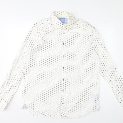 Tresanti Celeste Men's White Printed Slim Fit Formal Dress Shirt 18/45