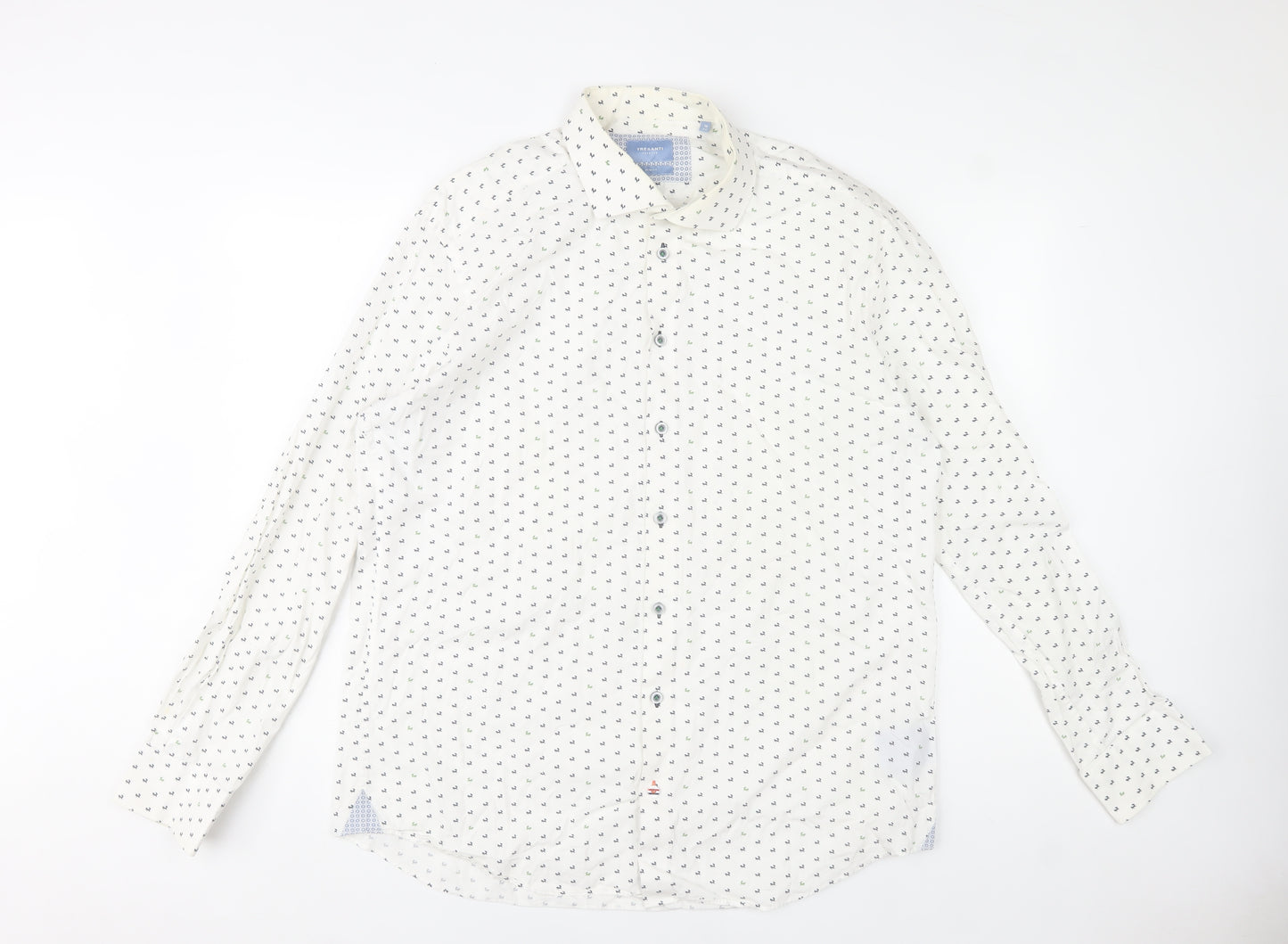 Tresanti Celeste Men's White Printed Slim Fit Formal Dress Shirt 18/45