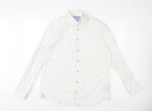 Tresanti Celeste Men's White Printed Slim Fit Formal Dress Shirt 18/45