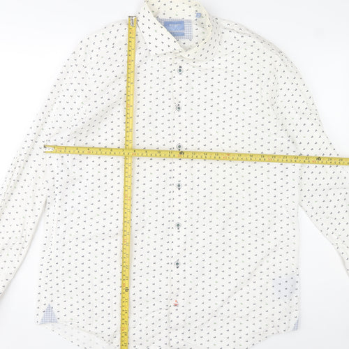 Tresanti Celeste Men's White Printed Slim Fit Formal Dress Shirt 18/45