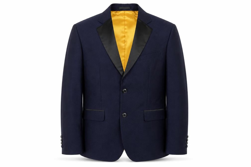 House of Cavani Men's Navy Tuxedo Blazer 38R Slim Fit Shawl Lapel