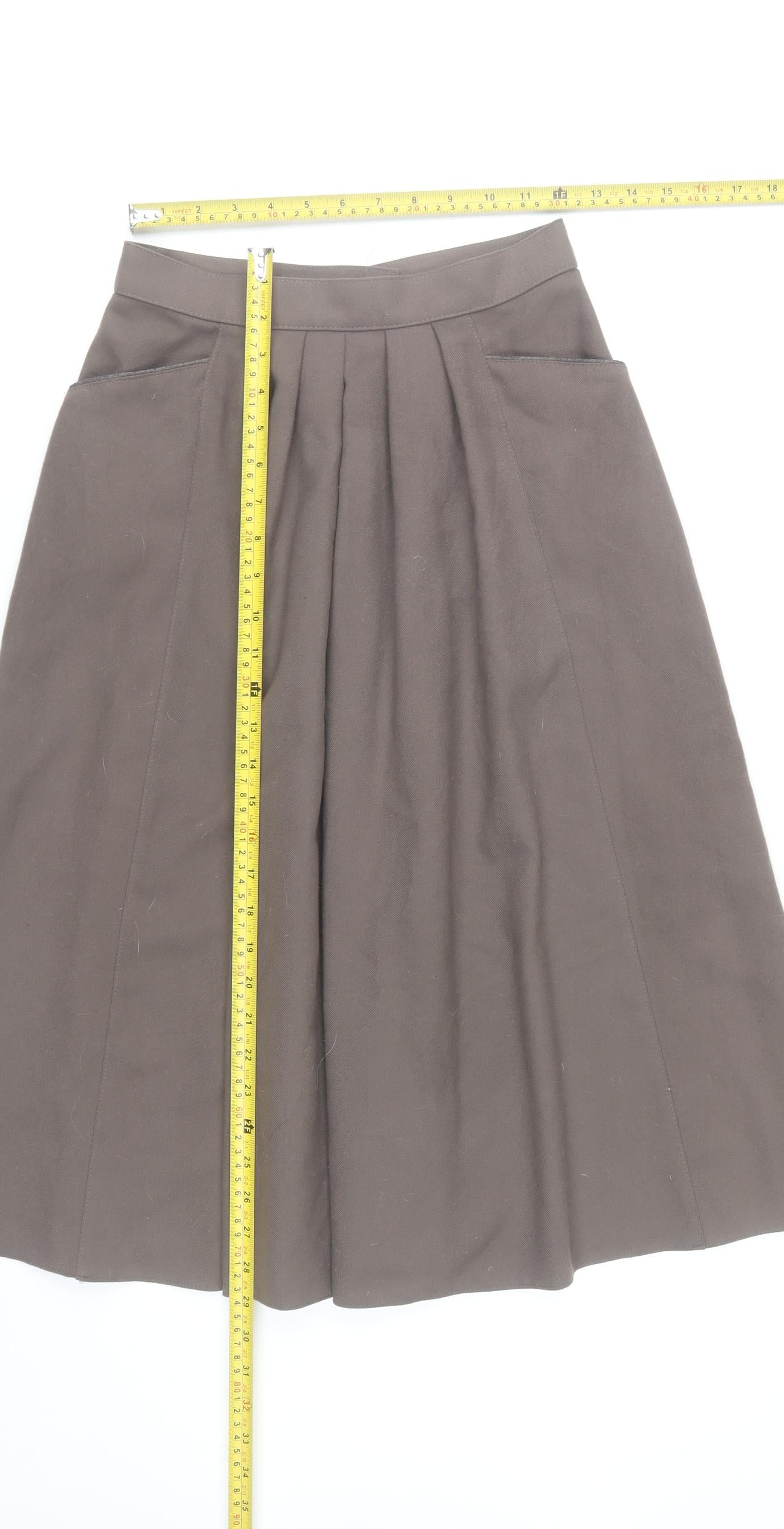 Marks and Spencer Women Brown Size 12 Pleated Knee Length Skirt