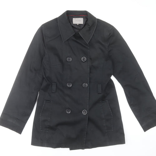 John Lewis Women’s Black Pea Coat Size 10 Cotton Blend Mid-Length