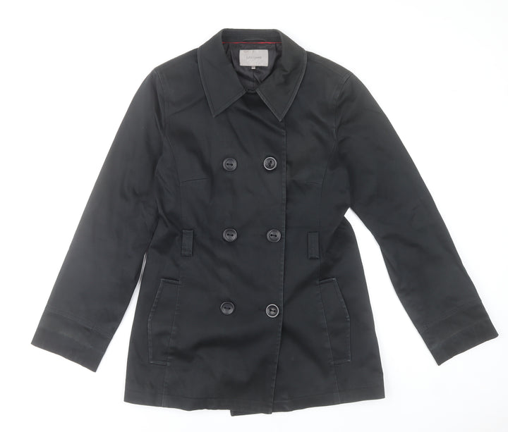 John Lewis Women’s Black Pea Coat Size 10 Cotton Blend Mid-Length
