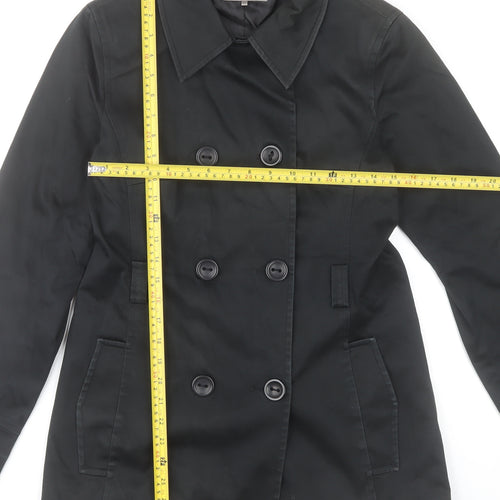John Lewis Women’s Black Pea Coat Size 10 Cotton Blend Mid-Length