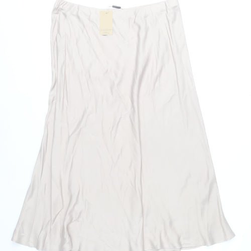 Gallery Women Beige Midi A-Line Skirt Size 18 Viscose Satin