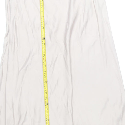 Gallery Women Beige Midi A-Line Skirt Size 18 Viscose Satin