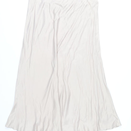 Gallery Women Beige Midi A-Line Skirt Size 18 Viscose Satin
