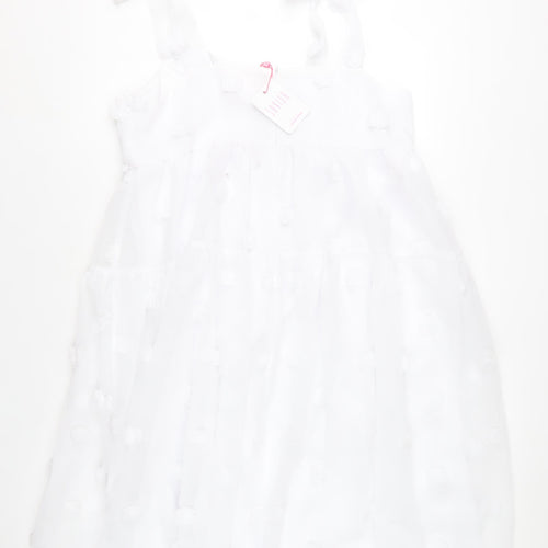 Savida Womens White 2XL A-Line Sleeveless Bow Strap Dress
