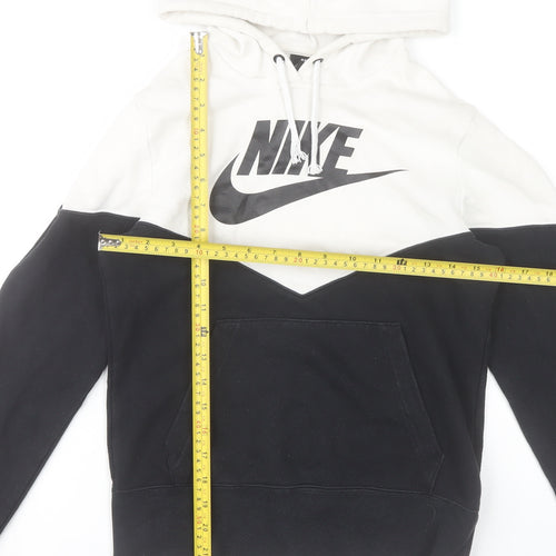 Nike Boys Black & White Pullover Hoodie XS Colourblock Cotton Blend