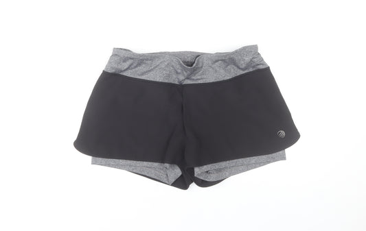 MPG Women's Black & Grey Running Athletic Shorts Size 14