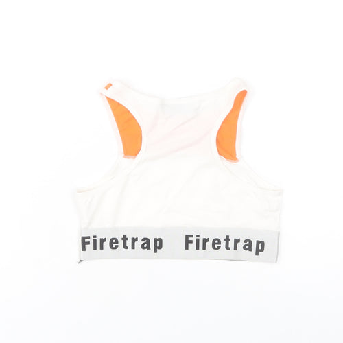 Firetrap Women's White Orange Cropped Racerback Tank Top Size 8