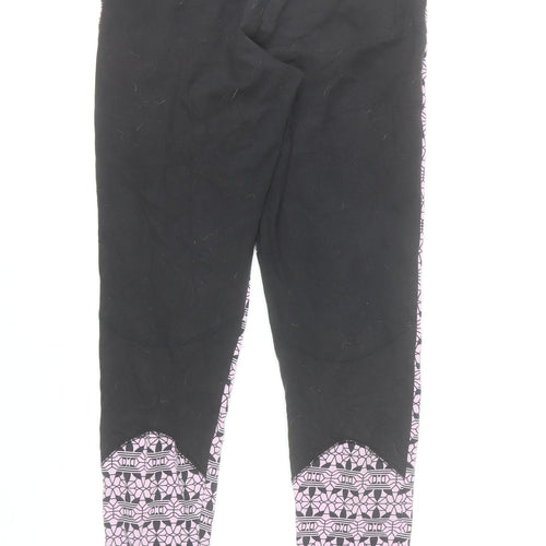 Adidas Women Pink Geometric Print Ankle Leggings Size 12 Cotton Stretch