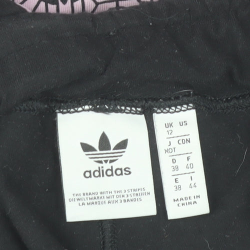 Adidas Women Pink Geometric Print Ankle Leggings Size 12 Cotton Stretch