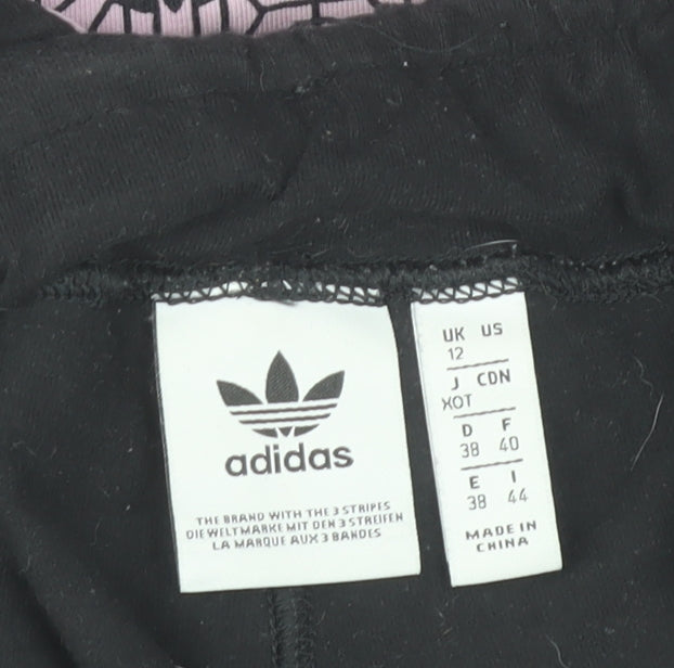 Adidas Women Pink Geometric Print Ankle Leggings Size 12 Cotton Stretch