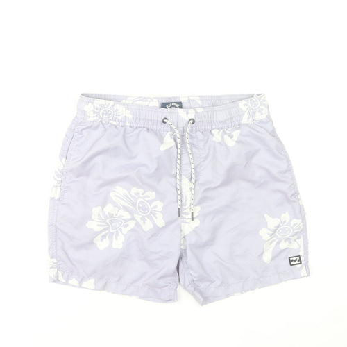 Billabong Men’s Purple Hawaiian Swim Shorts S Quick Dry Polyester