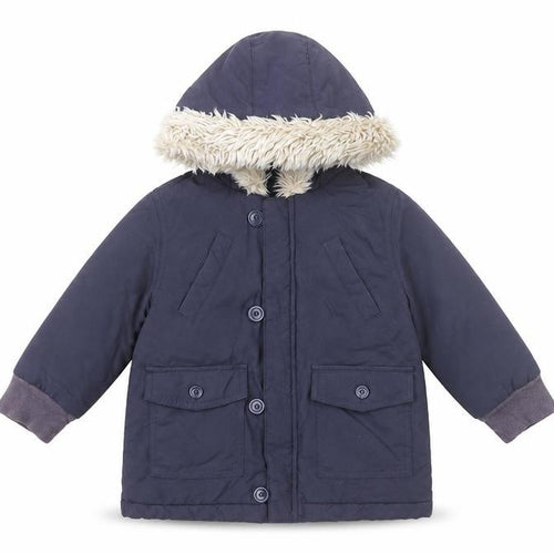 Marks and Spencer Unisex Baby Blue Hooded Faux Fur Parka Coat 18-24 Months