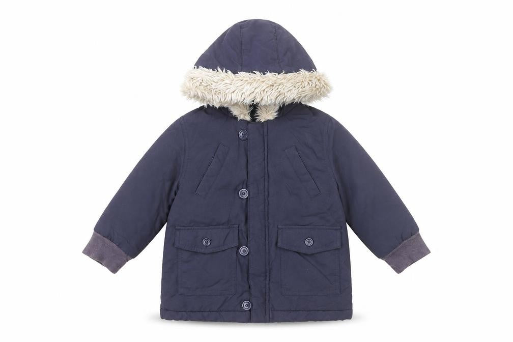 Marks and Spencer Unisex Baby Blue Hooded Faux Fur Parka Coat 18-24 Months
