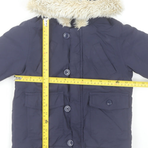 Marks and Spencer Unisex Baby Blue Hooded Faux Fur Parka Coat 18-24 Months