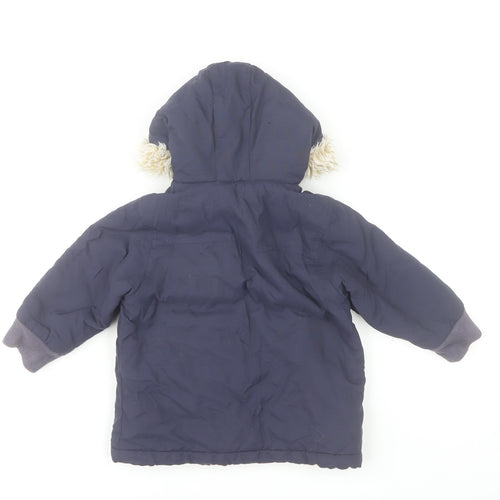 Marks and Spencer Unisex Baby Blue Hooded Faux Fur Parka Coat 18-24 Months