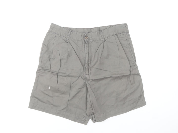 St Bernard Men's Grey Chino Shorts Size L 34in Cotton Pleated