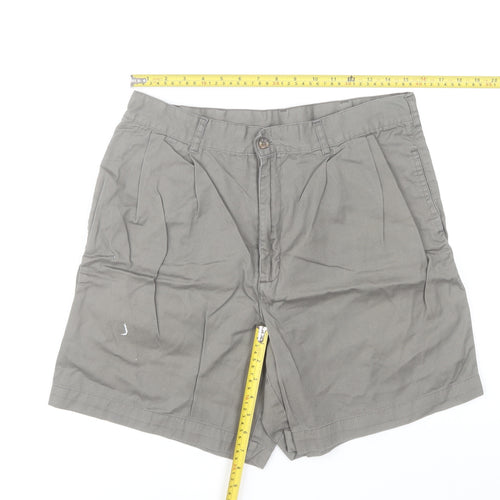 St Bernard Men's Grey Chino Shorts Size L 34in Cotton Pleated