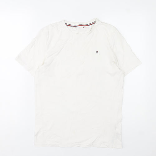 Tommy Hilfiger Boys White Cotton Crew Neck Logo T-Shirt 14-16 Years