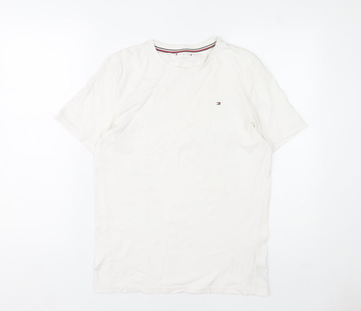 Tommy Hilfiger Boys White Cotton Crew Neck Logo T-Shirt 14-16 Years