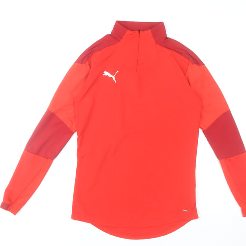 Puma Men's Red 1/4 Zip Long Sleeve Training Top S