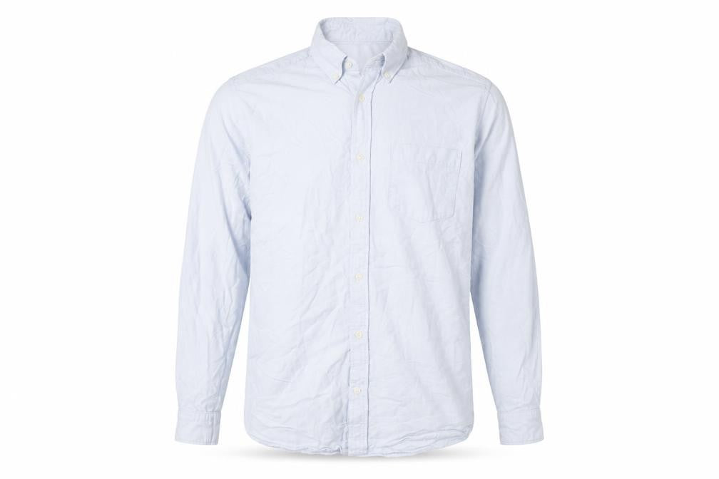 H&M Men’s Blue Cotton Regular Fit Long Sleeve Button-Up Shirt Size L