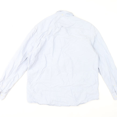 H&M Men’s Blue Cotton Regular Fit Long Sleeve Button-Up Shirt Size L