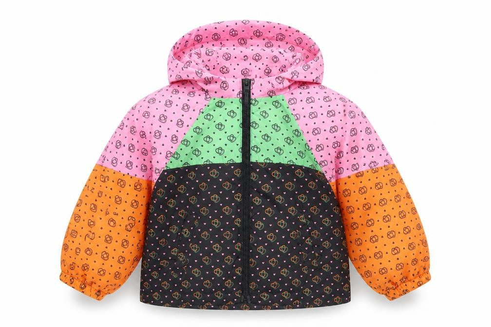 Front view of Next girls’ multicoloured hooded windbreaker jacket 3 years