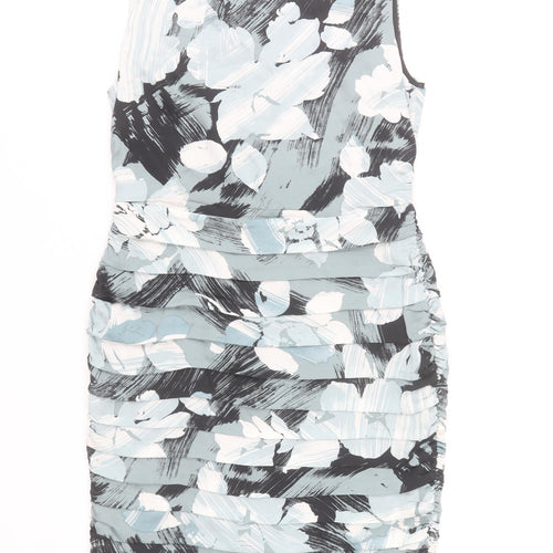 Coast Womens Grey Floral Bodycon Sleeveless Knee Length Dress Size 14