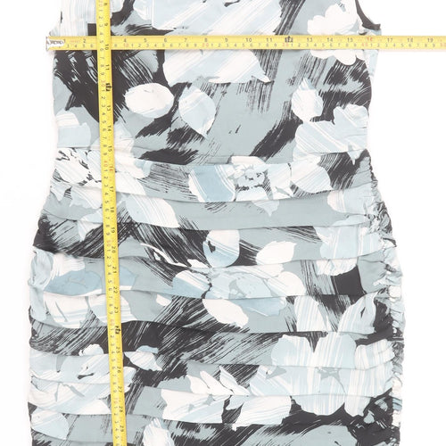 Coast Womens Grey Floral Bodycon Sleeveless Knee Length Dress Size 14