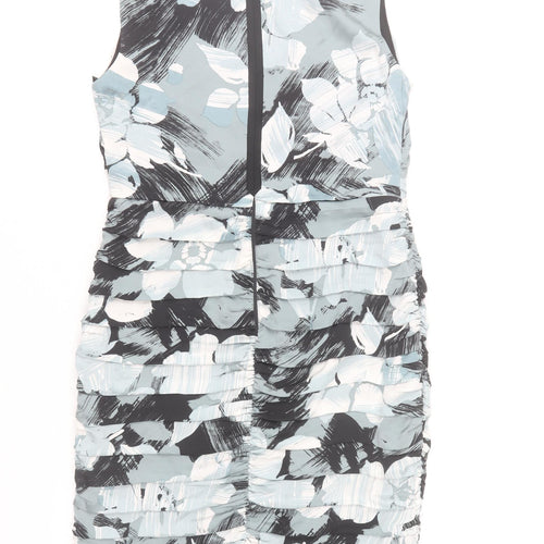 Coast Womens Grey Floral Bodycon Sleeveless Knee Length Dress Size 14